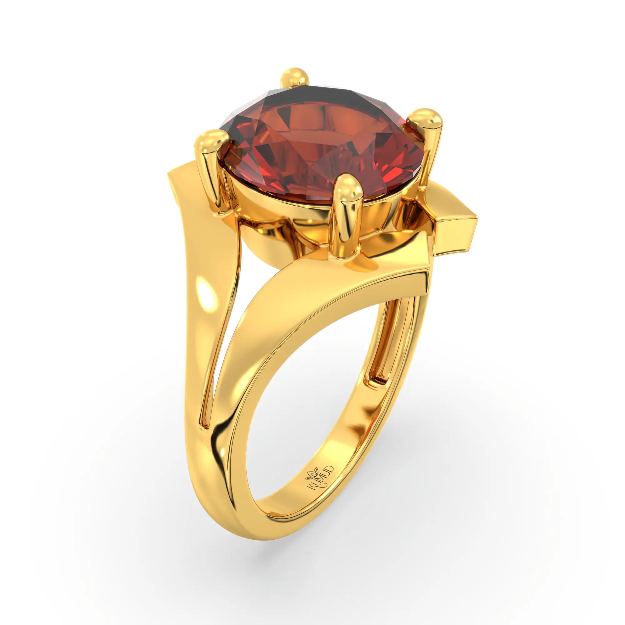 Hessonite (Gomed) Ring for Women in 22K Yellow Gold – Oval 9x8 mm, Prong Setting, 6 g (Design K17A-29)