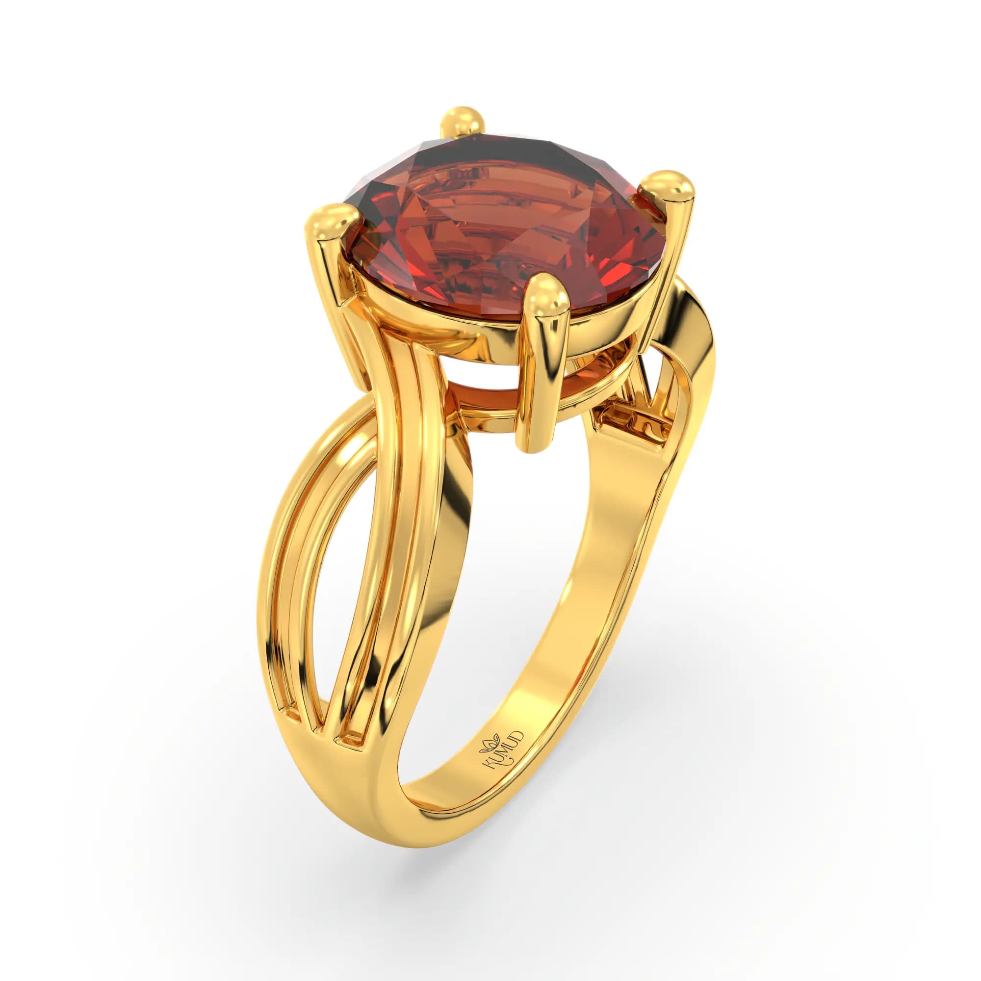 Hessonite (Gomed) Ring for Women in 22K Yellow Gold – Oval 9x8 mm, Prong Setting, 5 g (Design K17A-30)