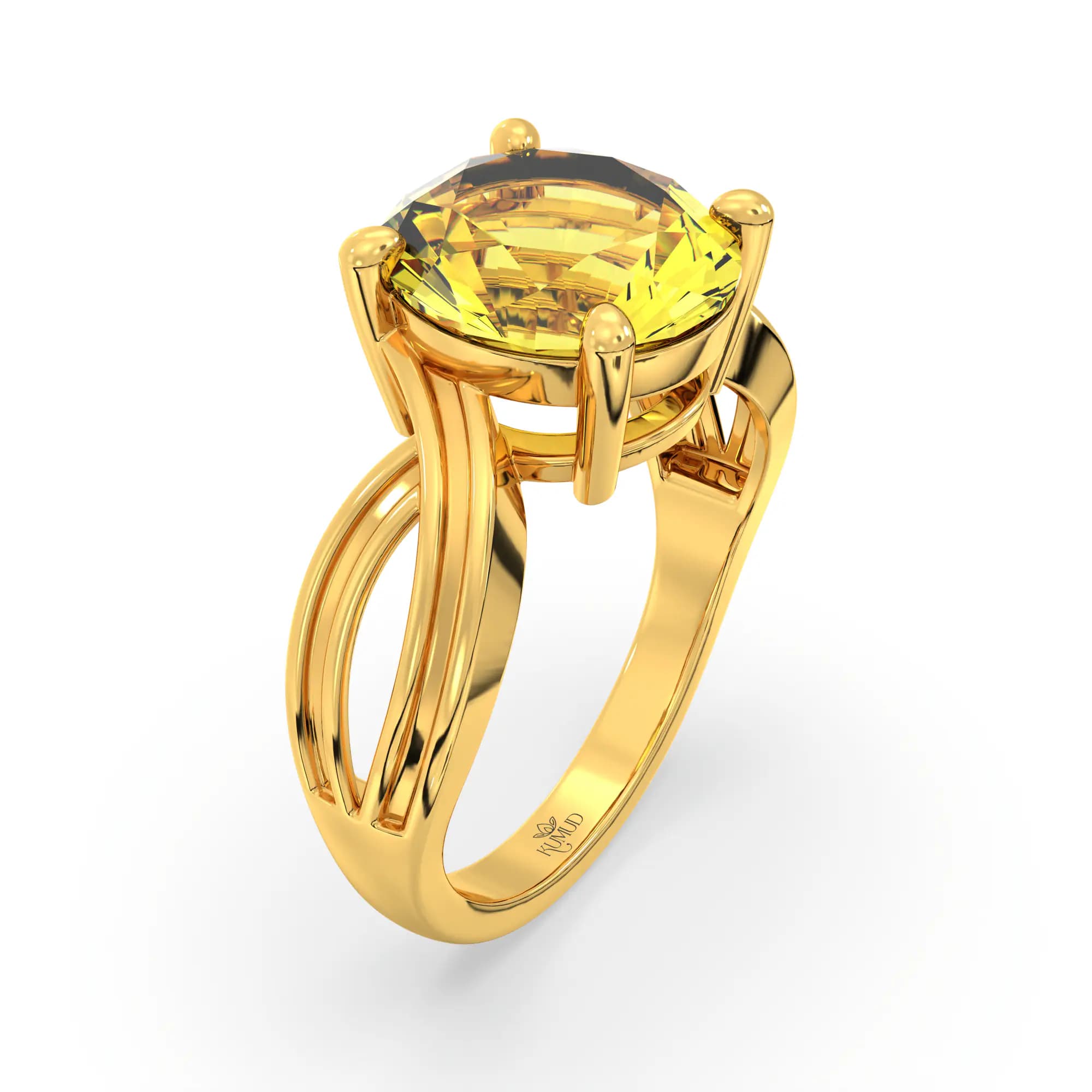 Yellow Sapphire (Pukhraj) Ring for Women in 22K Yellow Gold – Oval 9x8 mm, Prong Setting, 5 g (Design K17A-30)