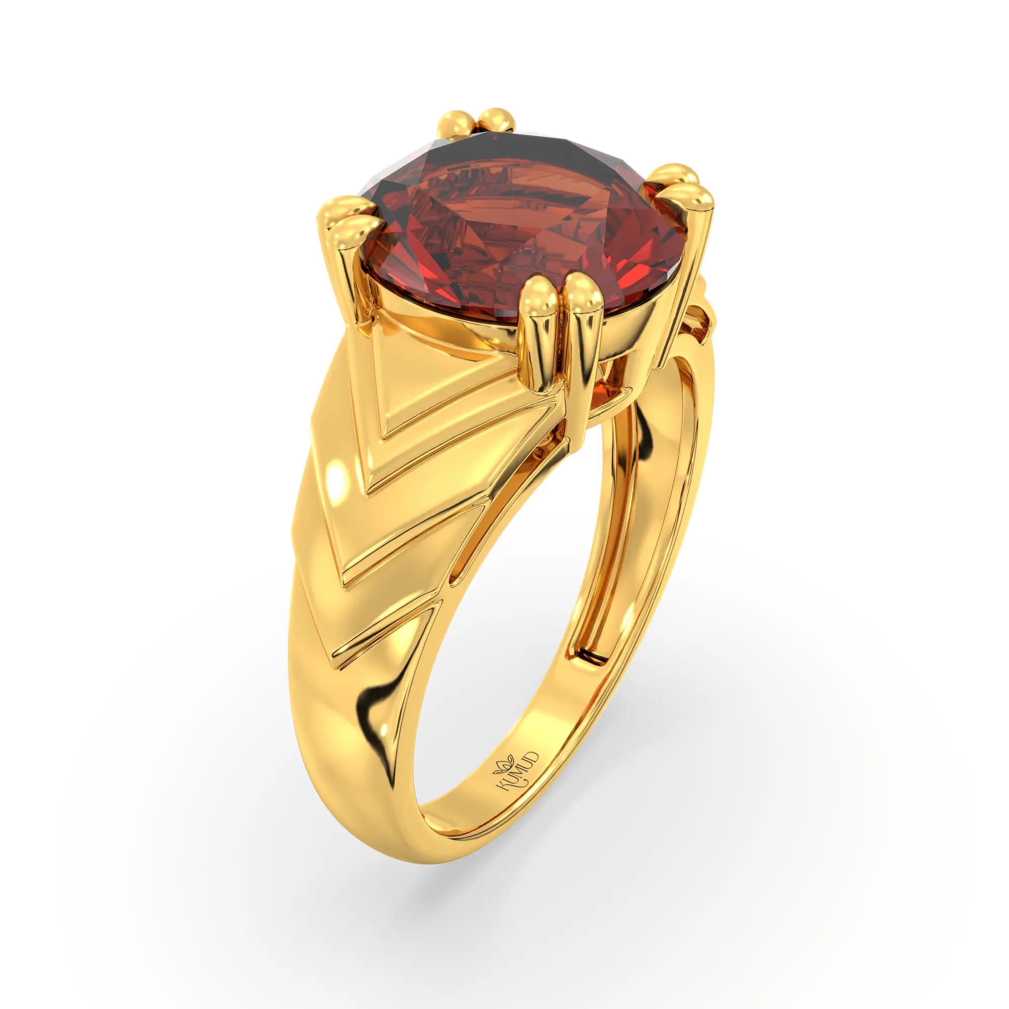 Hessonite (Gomed) Ring for Women in 22K Yellow Gold – Oval 9x8 mm, Prong Setting, 5 g (Design K17A-31)
