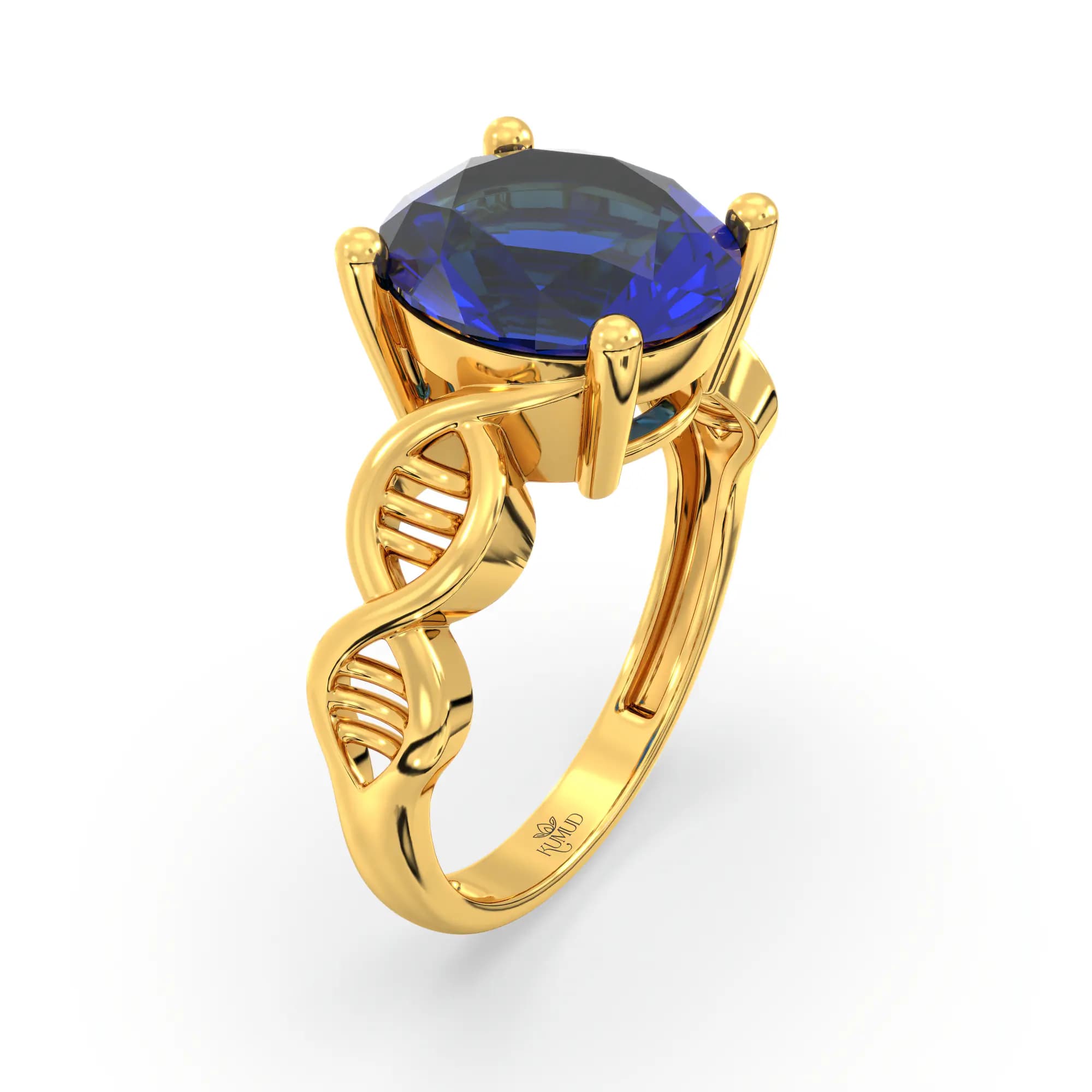 Blue Sapphire (Neelam) Ring for Women in 22K Yellow Gold – Oval 9x8 mm, Prong Setting, 4 g (Design K17A-32)