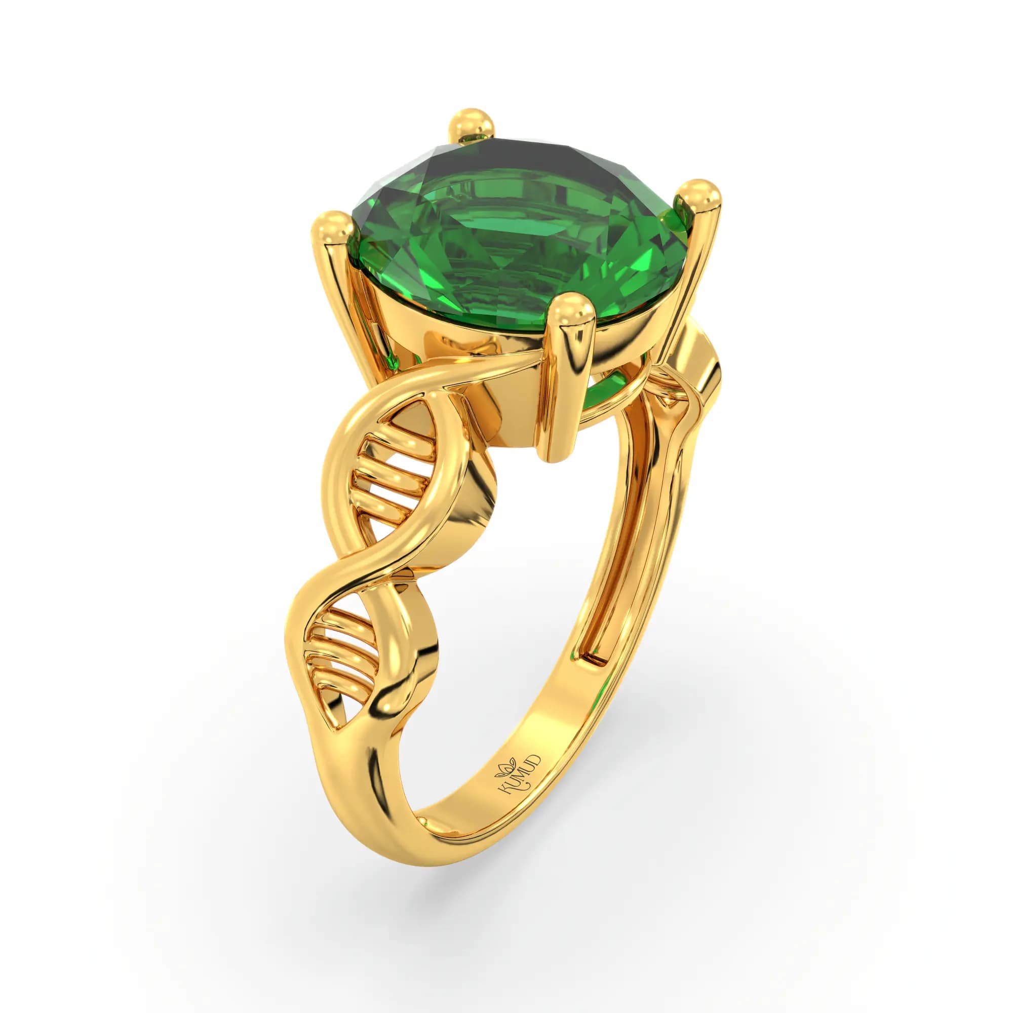Emerald (Panna) Ring for Women in 22K Yellow Gold – Oval 9x8 mm, Prong Setting, 4 g (Design K17A-32)