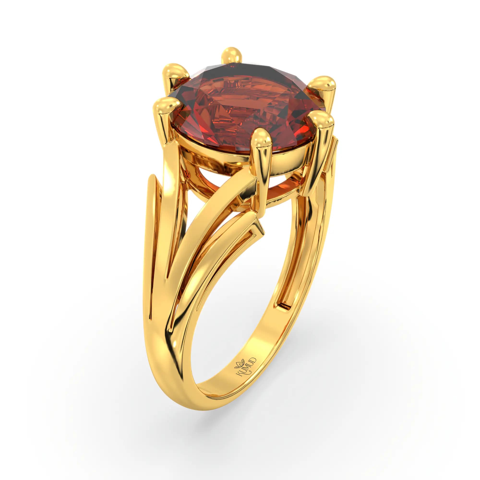 Hessonite (Gomed) Ring for Women in 22K Yellow Gold – Oval 9x8 mm, Prong Setting, 4 g (Design K17A-33)
