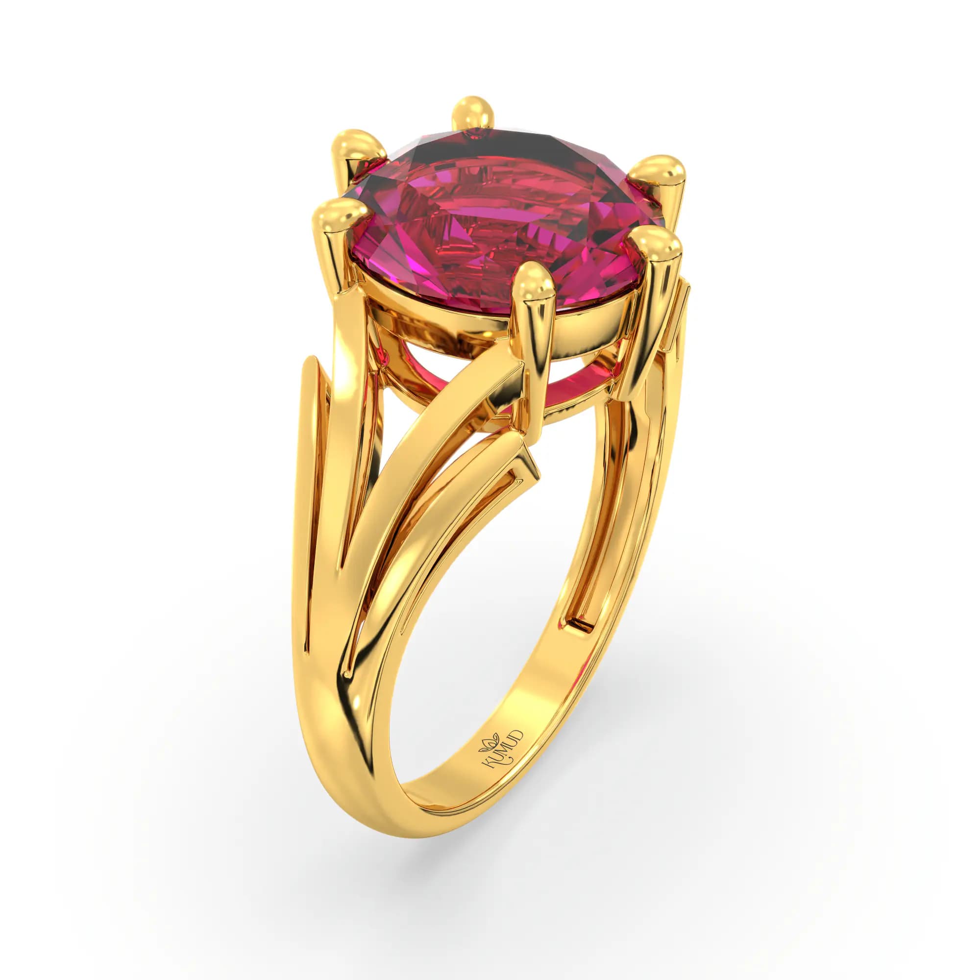 Ruby (Manik) Ring for Women in 22K Yellow Gold – Oval 9x8 mm, Prong Setting, 4 g (Design K17A-33)