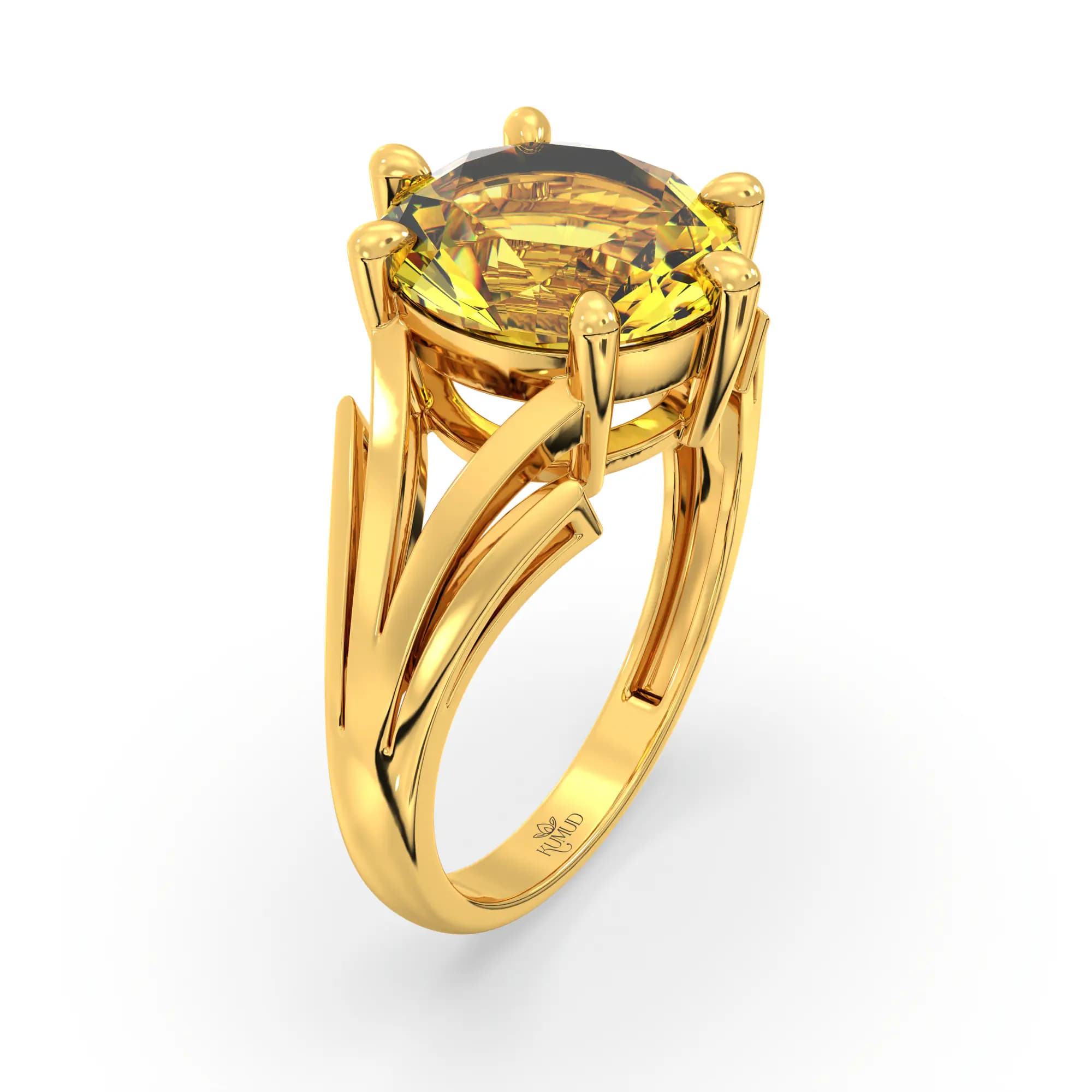 Yellow Sapphire (Pukhraj) Ring for Women in 22K Yellow Gold – Oval 9x8 mm, Prong Setting, 4 g (Design K17A-33)