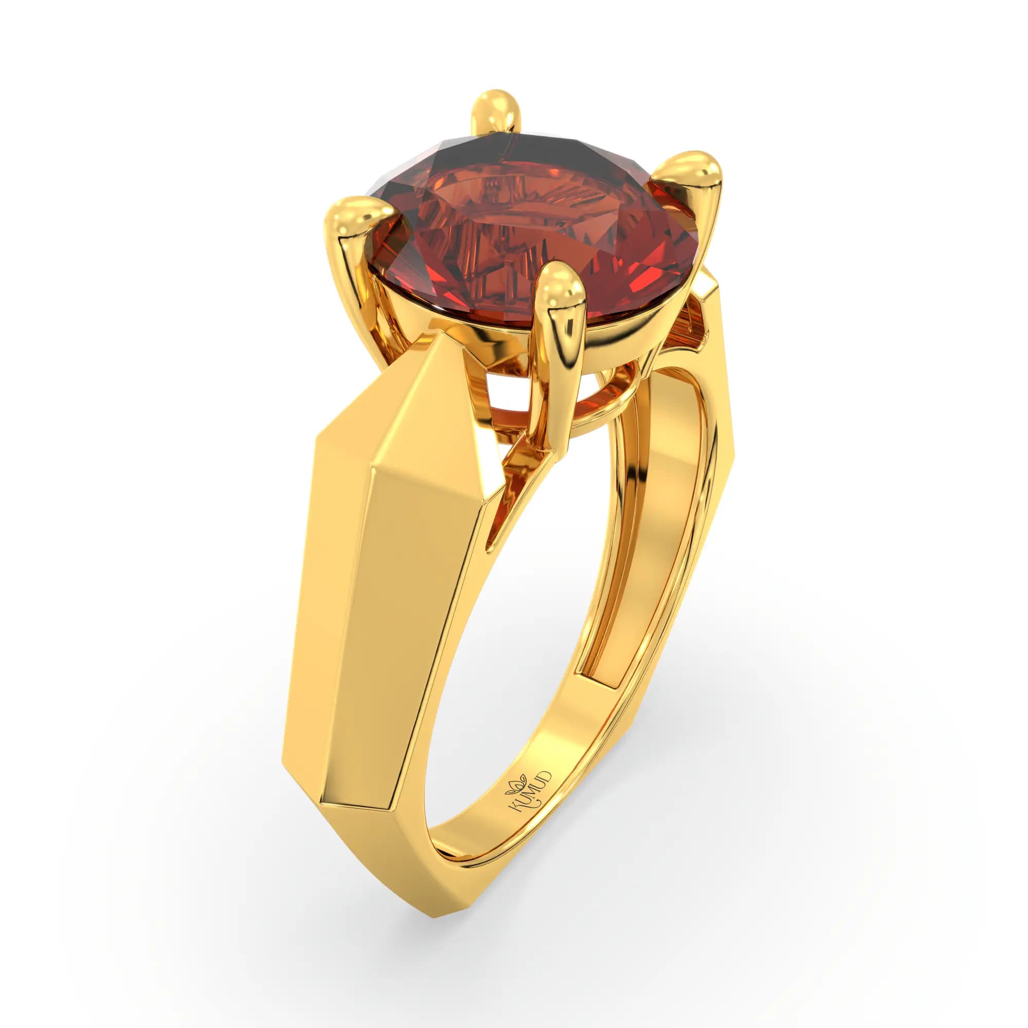 Hessonite (Gomed) Ring for Women in 22K Yellow Gold – Oval 9x8 mm, Prong Setting, 6 g (Design K17A-34)