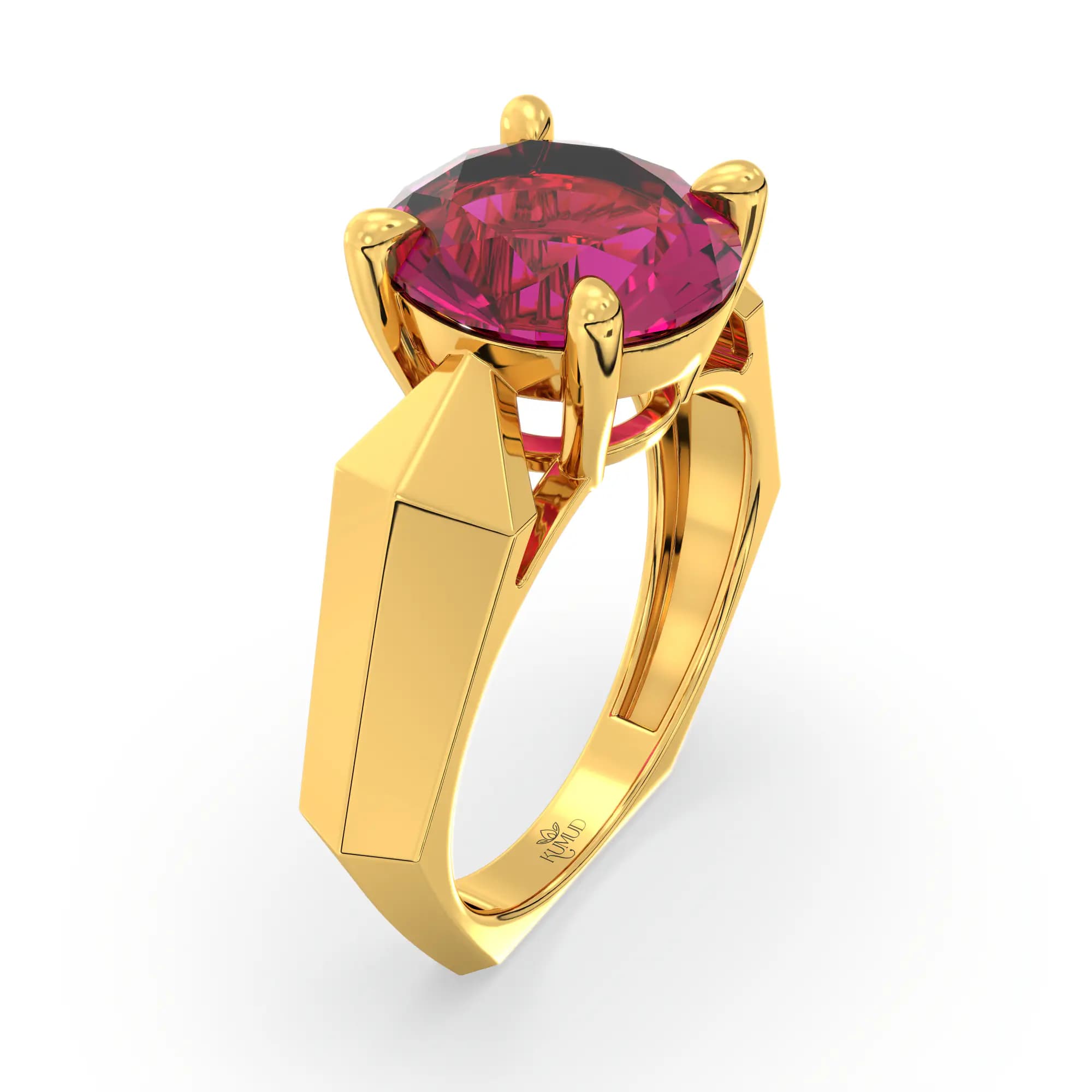 Ruby (Manik) Ring for Women in 22K Yellow Gold – Oval 9x8 mm, Prong Setting, 6 g (Design K17A-34)