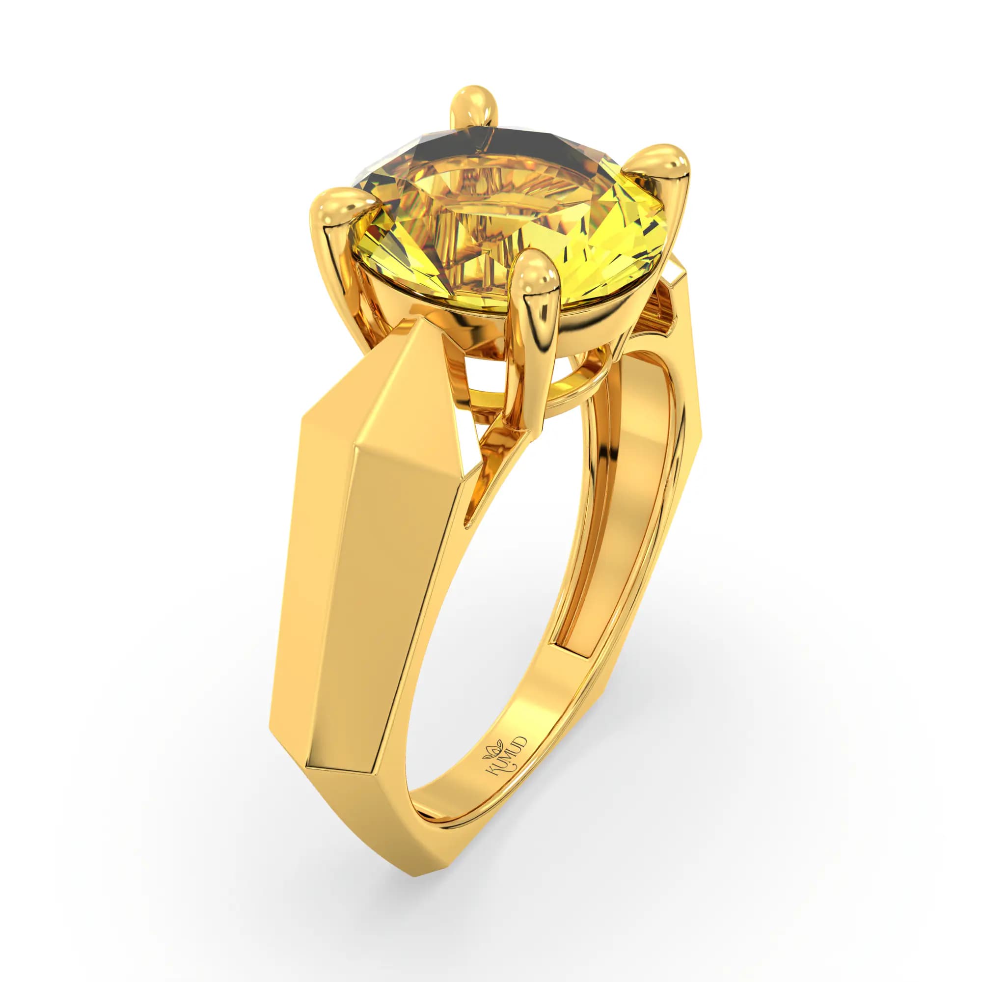 Yellow Sapphire (Pukhraj) Ring for Women in 22K Yellow Gold – Oval 9x8 mm, Prong Setting, 6 g (Design K17A-34)