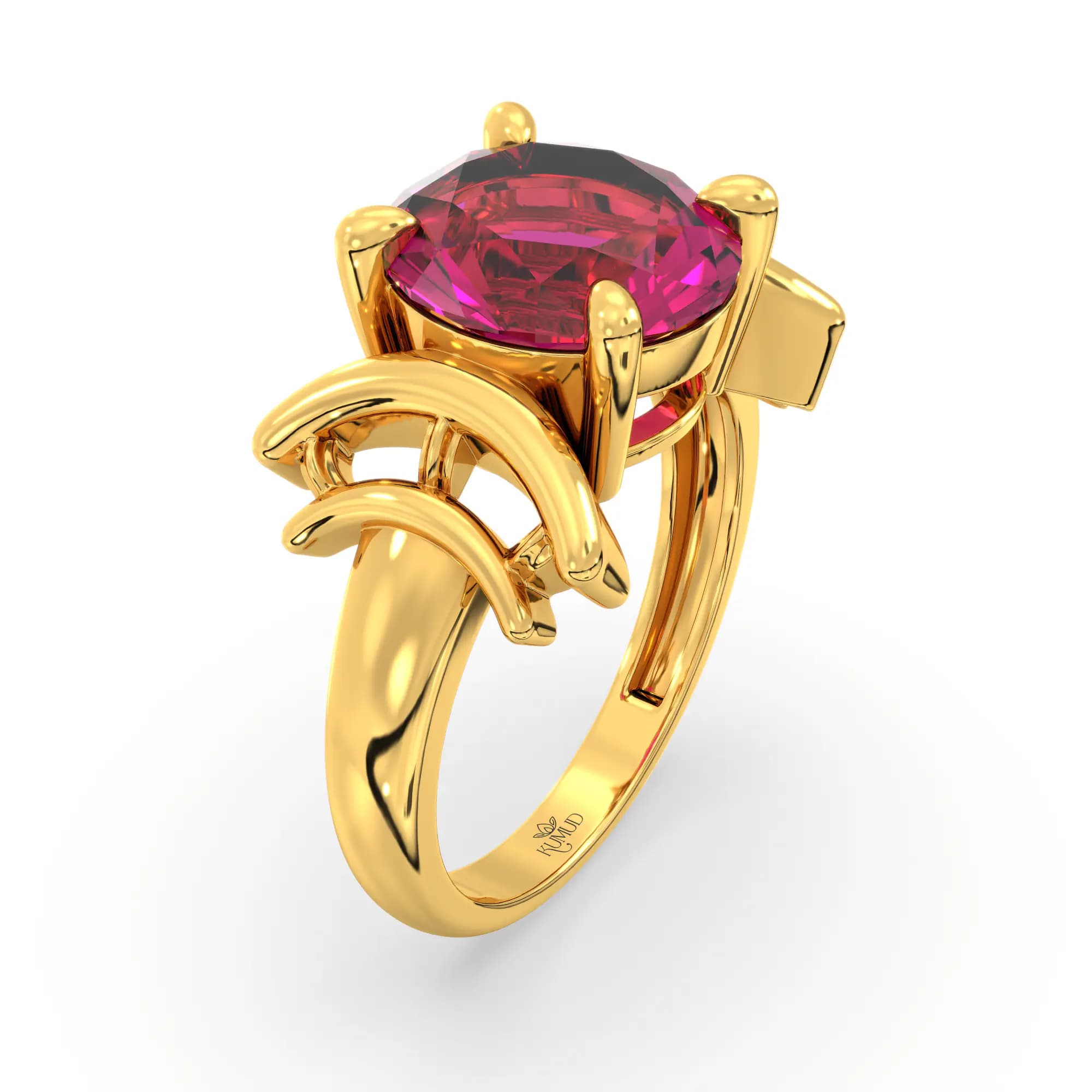 Ruby (Manik) Ring for Women in 22K Yellow Gold – Oval 9x8 mm, Prong Setting, 6 g (Design K17A-35)