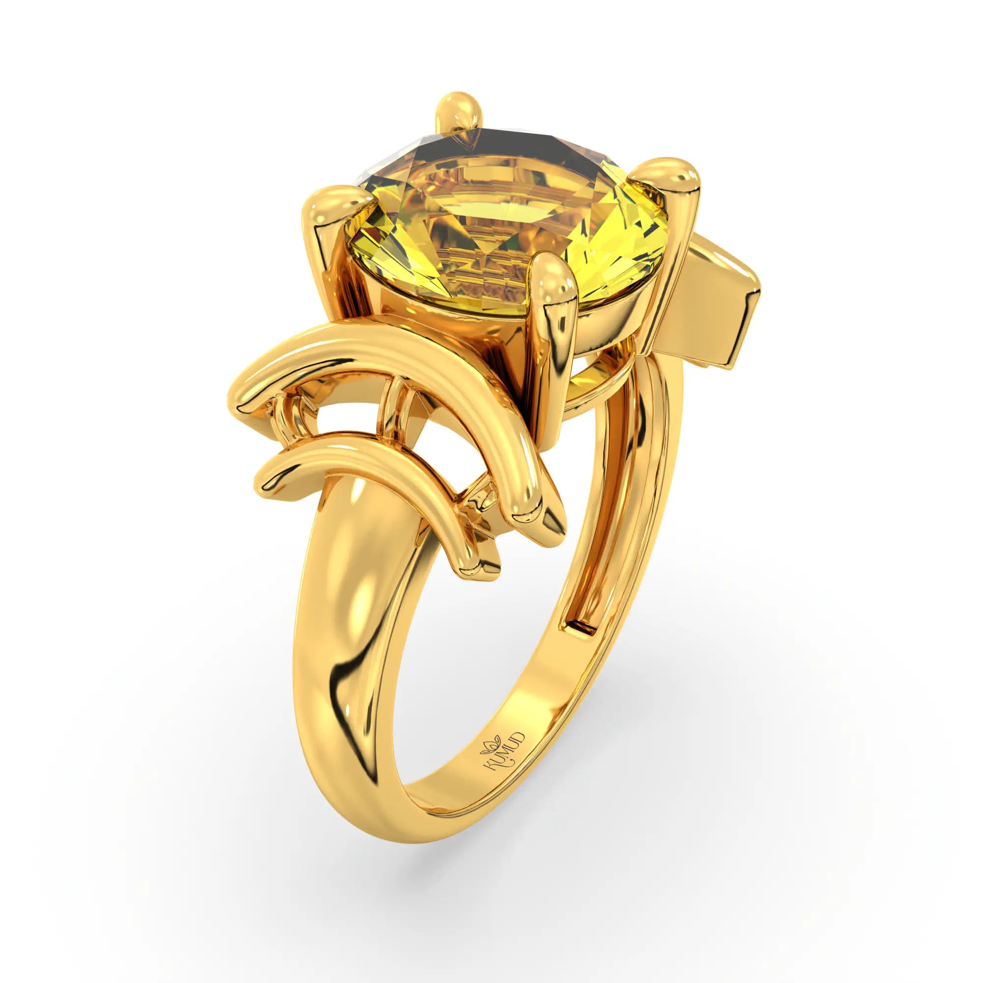 Yellow Sapphire (Pukhraj) Ring for Women in 22K Yellow Gold – Oval 9x8 mm, Prong Setting, 6 g (Design K17A-35)