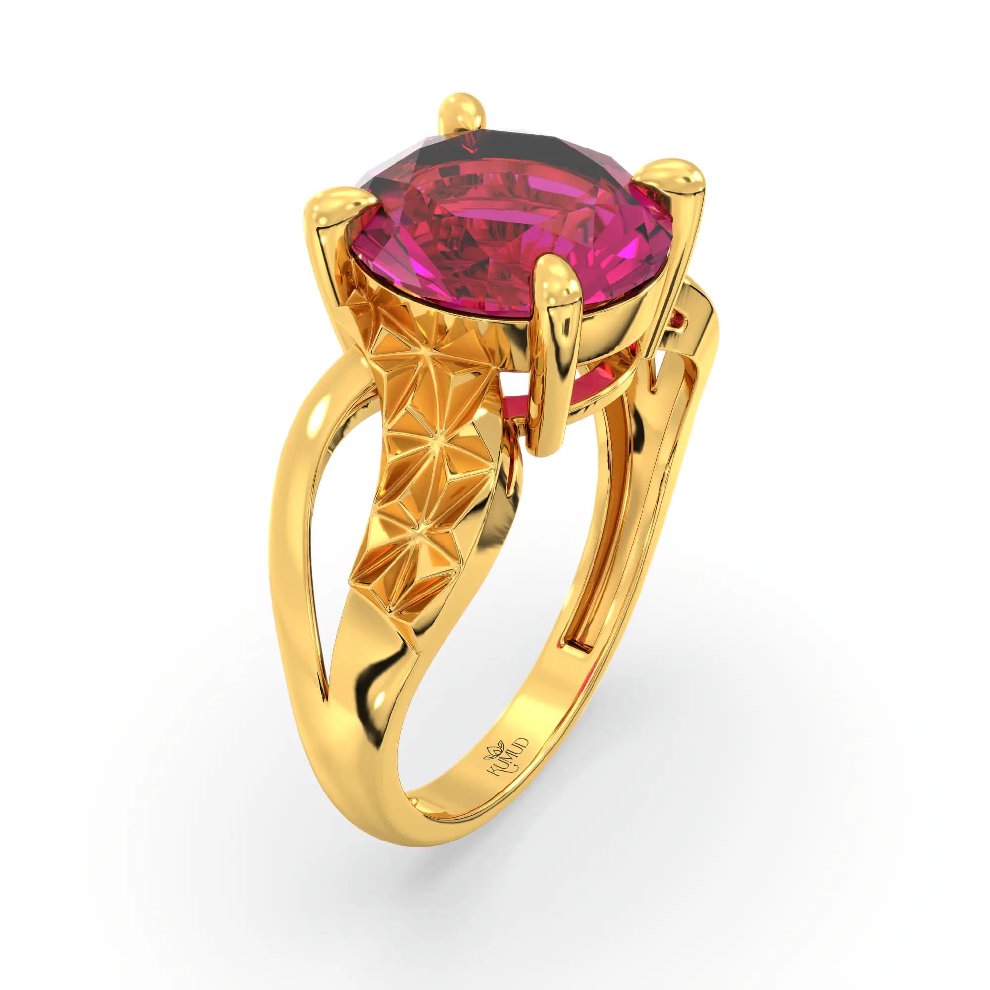 Ruby (Manik) Ring for Women in 22K Yellow Gold – Oval 9x8 mm, Prong Setting, 4 g (Design K17A-36)