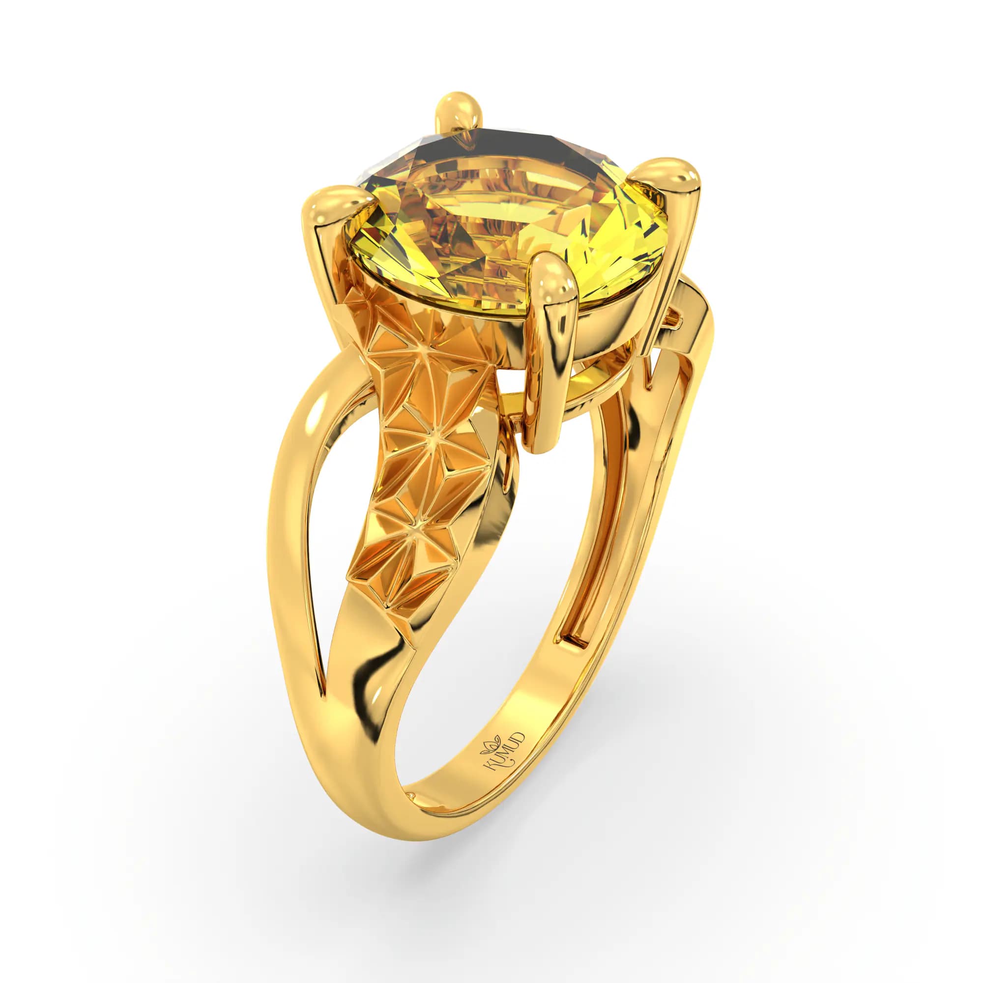 Yellow Sapphire (Pukhraj) Ring for Women in 22K Yellow Gold – Oval 9x8 mm, Prong Setting, 4 g (Design K17A-36)