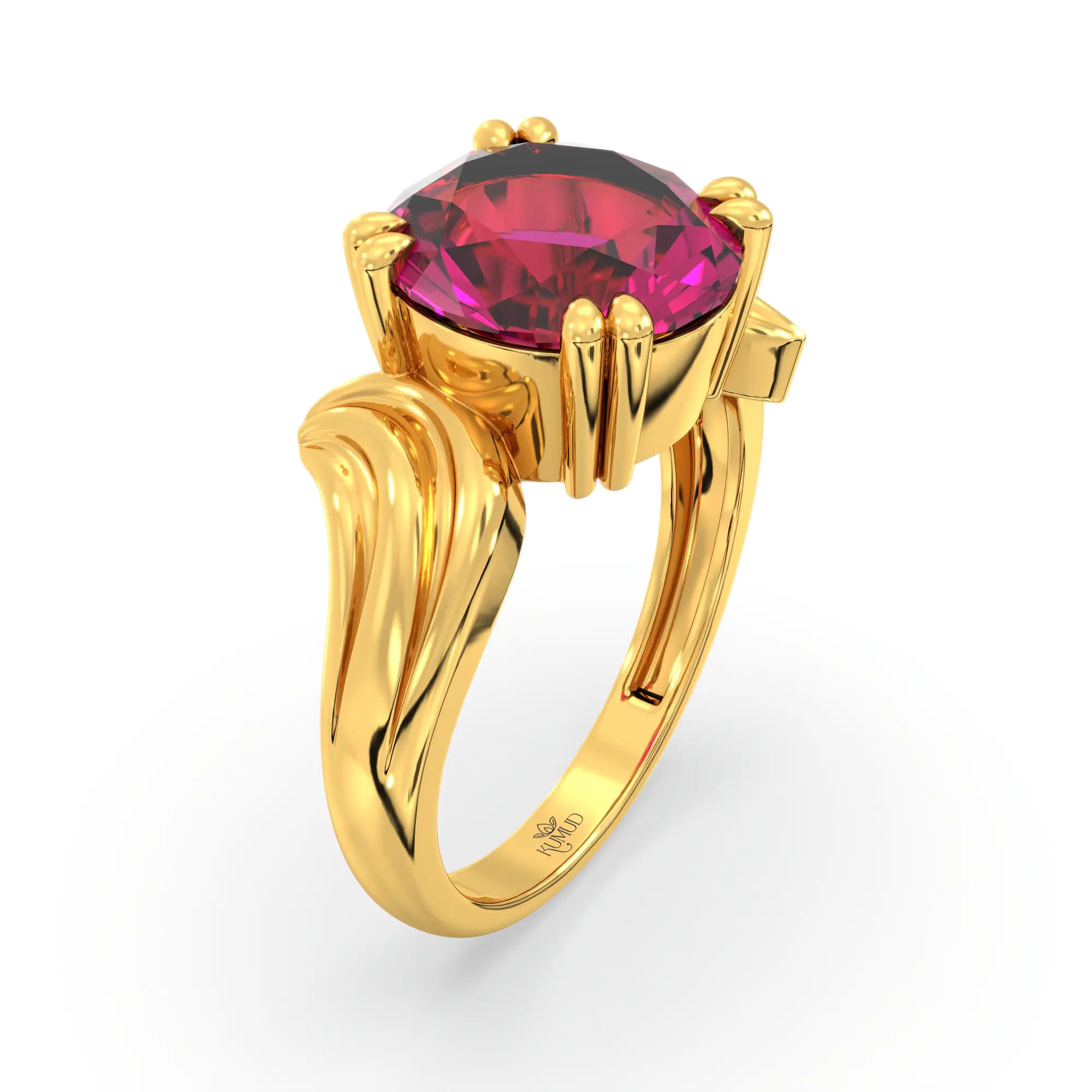 Ruby (Manik) Ring for Women in 22K Yellow Gold – Oval 9x8 mm, Prong Setting, 5 g (Design K17A-37)