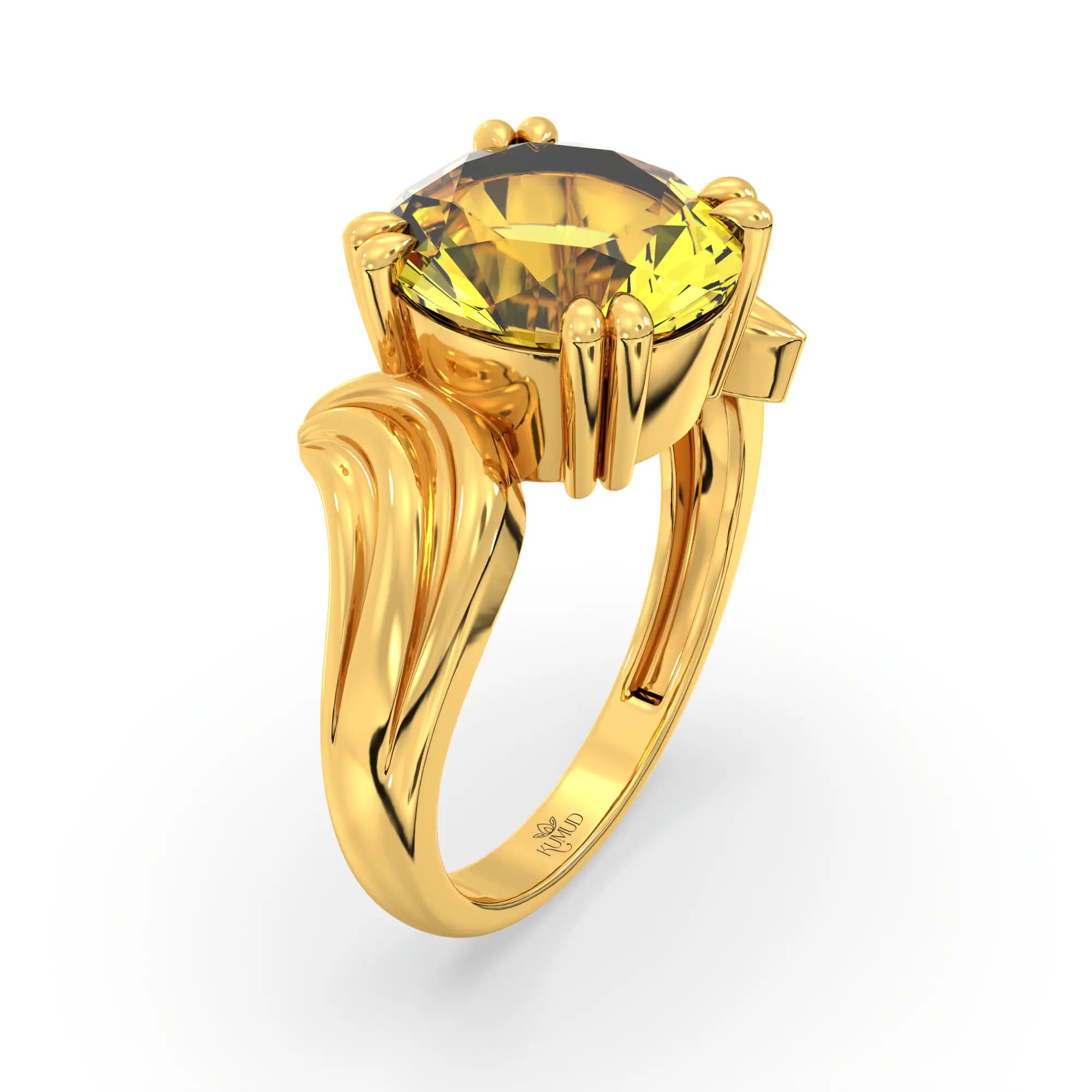 Yellow Sapphire (Pukhraj) Ring for Women in 22K Yellow Gold – Oval 9x8 mm, Prong Setting, 5 g (Design K17A-37)