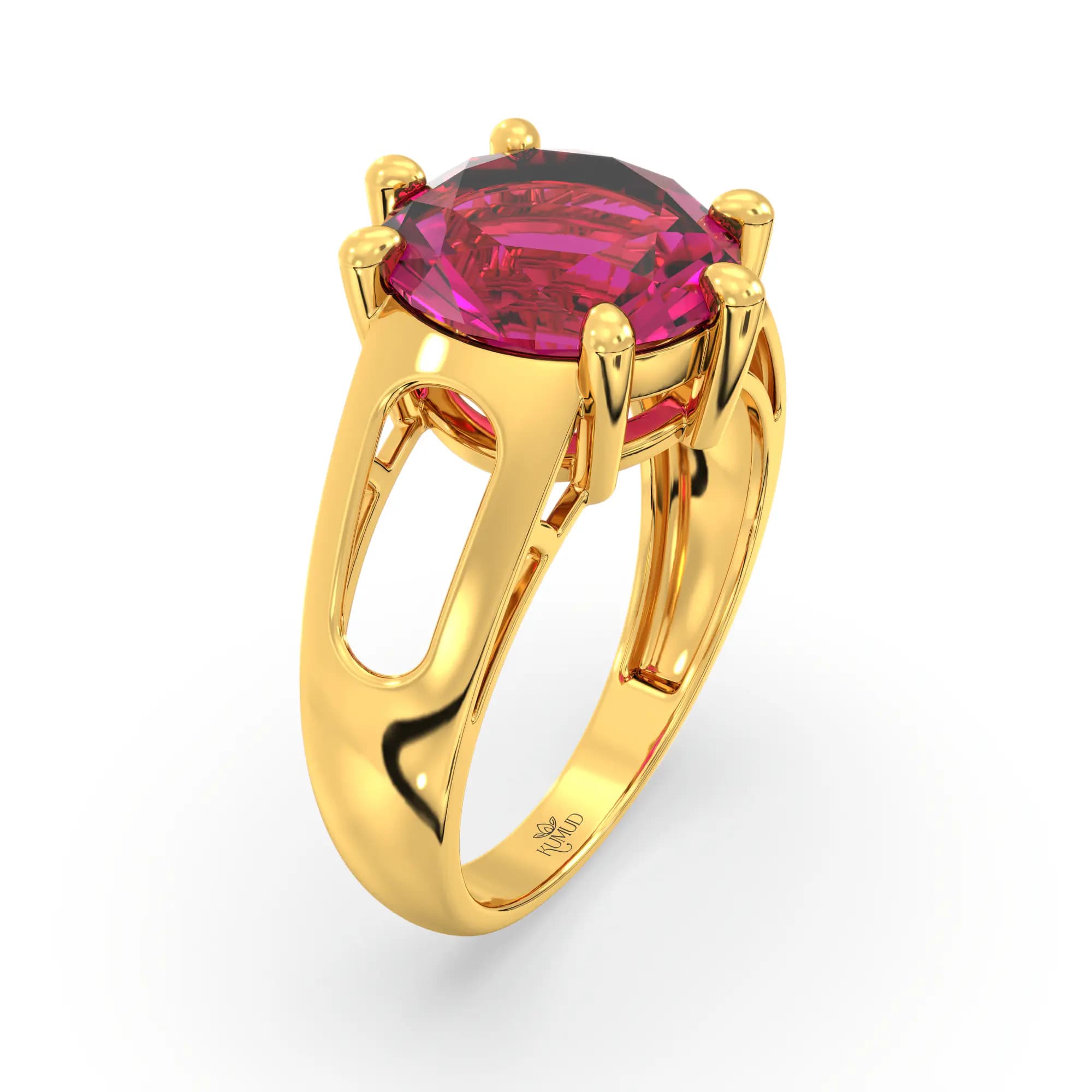 Ruby (Manik) Ring for Women in 22K Yellow Gold – Oval 9x8 mm, Prong Setting, 5 g (Design K17A-38)