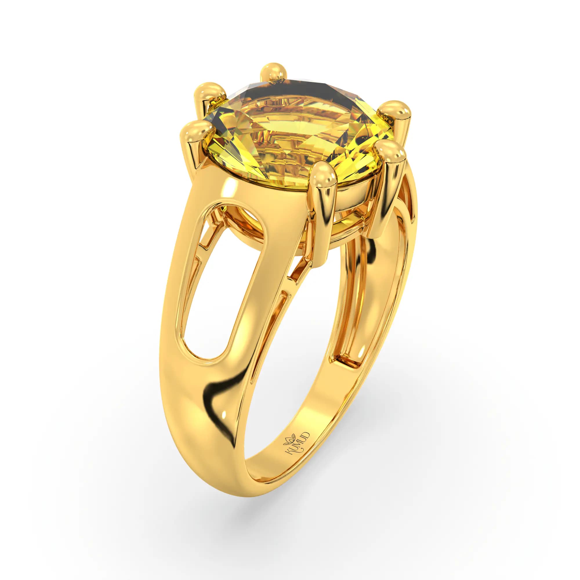 Yellow Sapphire (Pukhraj) Ring for Women in 22K Yellow Gold – Oval 9x8 mm, Prong Setting, 5 g (Design K17A-38)