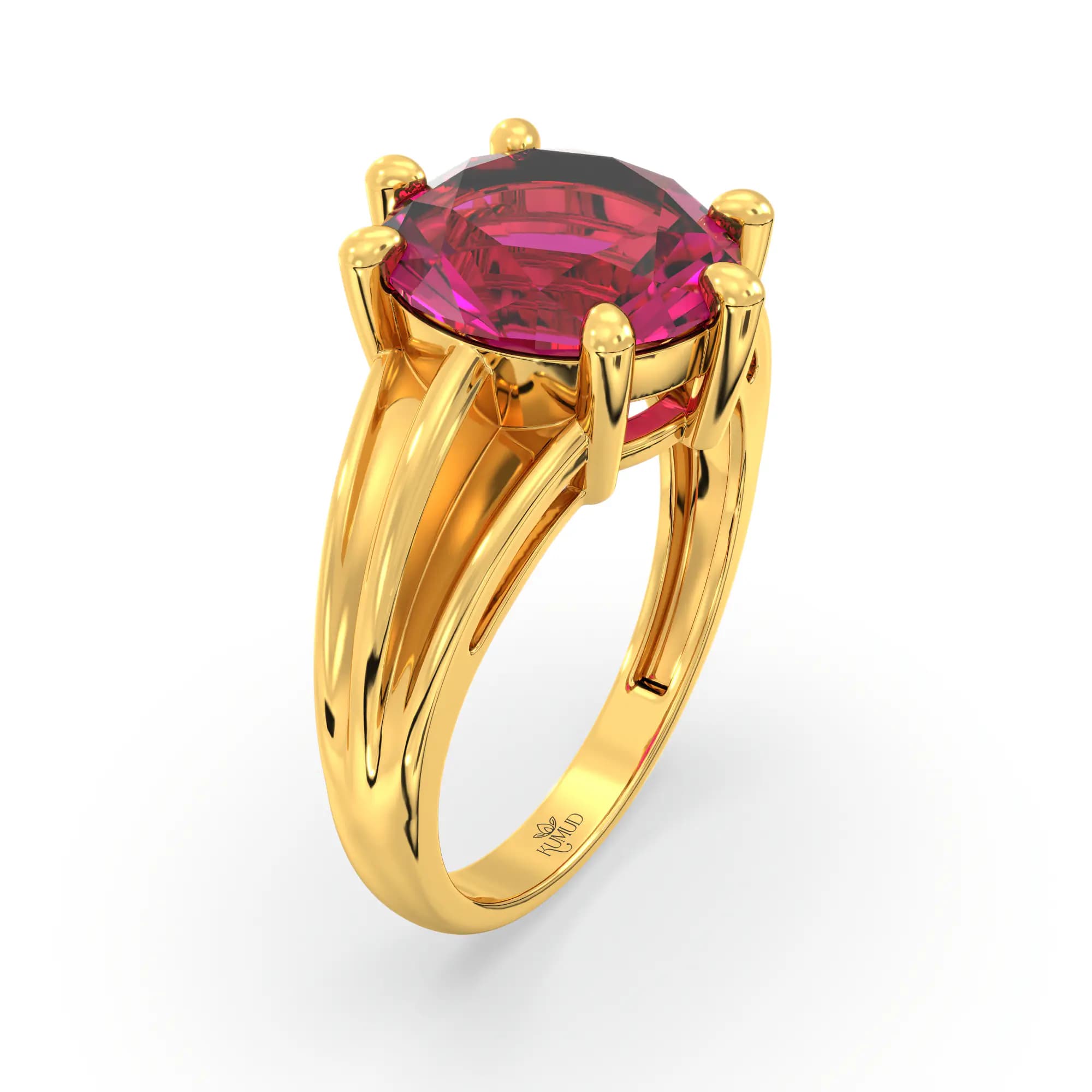 Ruby (Manik) Ring for Women in 22K Yellow Gold – Oval 9x8 mm, Prong Setting, 5 g (Design K17A-39)