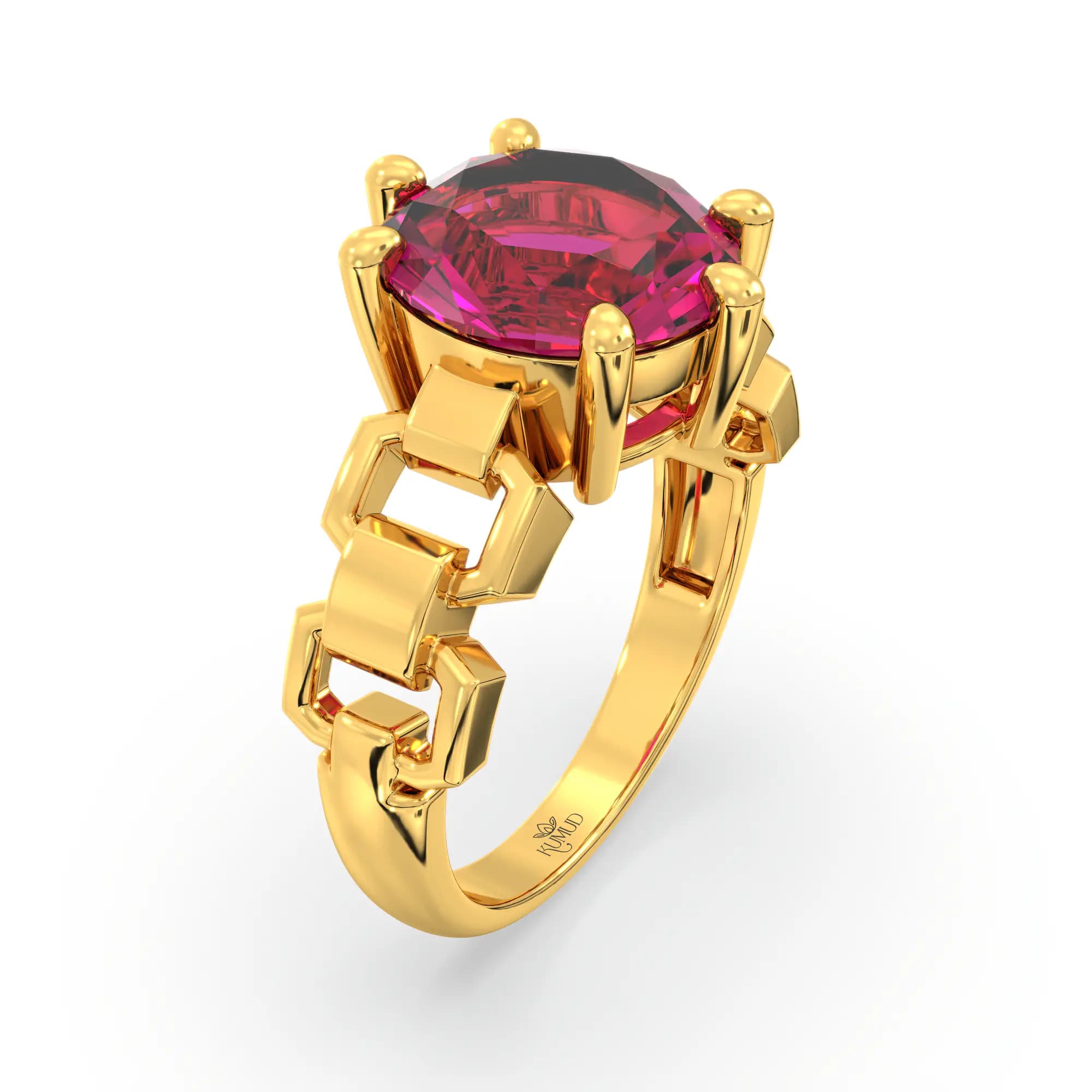 Ruby (Manik) Ring for Women in 22K Yellow Gold – Oval 9x8 mm, Prong Setting, 6 g (Design K17A-40)