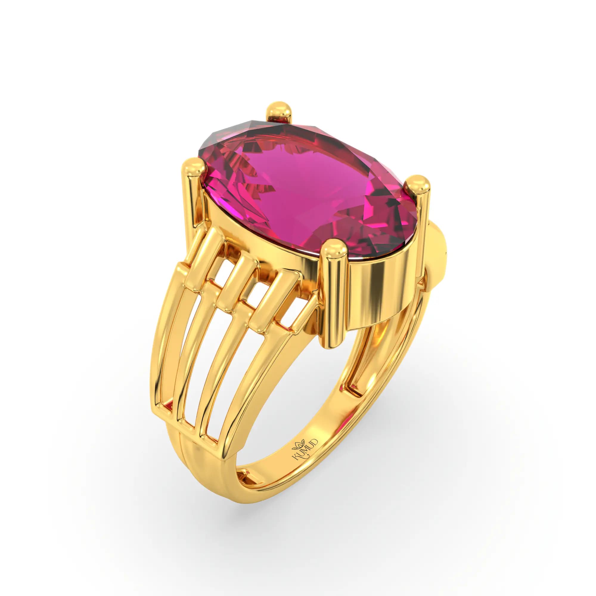 Ruby (Manik) Ring for Women in 22K Yellow Gold – Oval 13x8 mm, Prong Setting, 5 g (Design K17B-1)