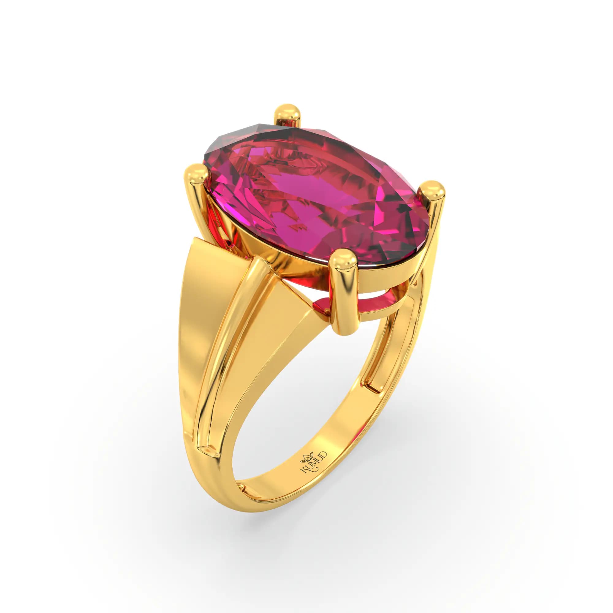 Ruby (Manik) Ring for Women in 22K Yellow Gold – Oval 13x8 mm, Prong Setting, 5 g (Design K17B-5)